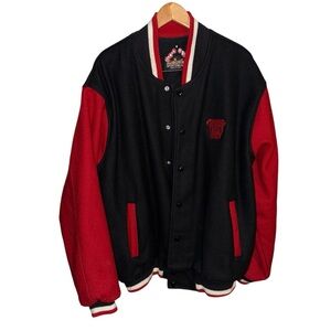 Vintage Red Dog beer varsity jacket Black bulldog mascot men’s XL wool blend